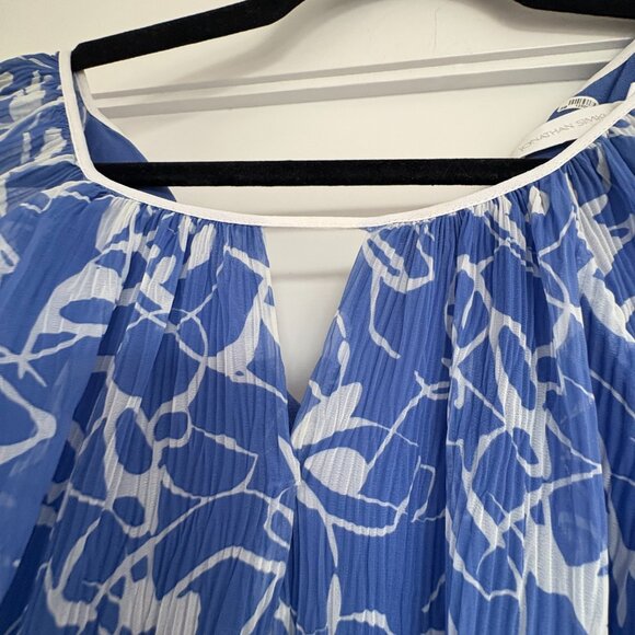 Jonathan Simkhai Harlowe Mini Dress Blue Amalfi Abstract Floral Long Sleeves - Picture 4 of 8